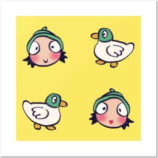 sarah and duck pattern / cute children's cartoon Posters and Art